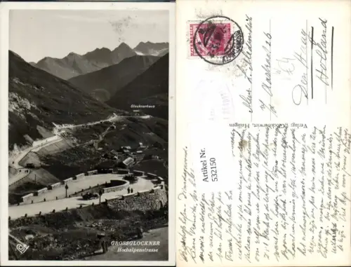532150,Grossglockner Hochalpenstrasse Heiligenblut Kehre Auto Oldtimer