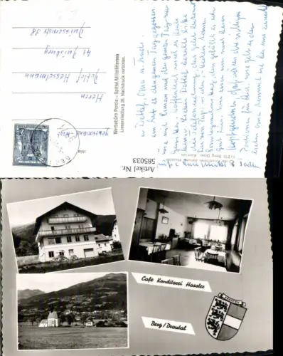 585033,Mehrbild Ak Berg im Drautal Cafe Konditorei Hassler Kirche Gaststube