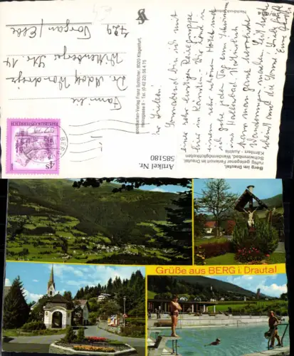 585180,Mehrbild Ak Berg i. Drautal Schwimmbad Kirche