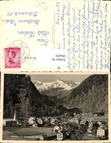 594459,Foto Ak Mallnitz m. Geiselkopf Bahnpost Zug 278 Klagenfurt n. Salzburg