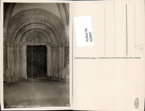 629097,Foto Ak Millstatt a. See Kircheneingang Kirche