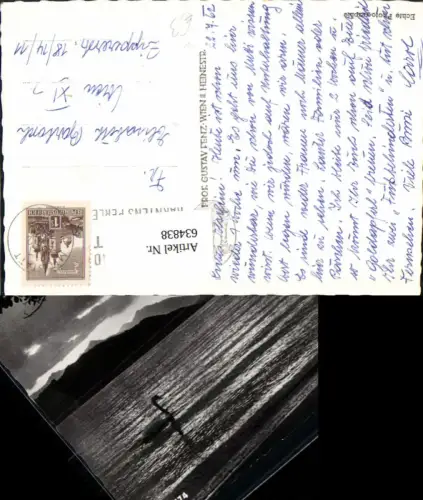 634838,Foto Ak Abend a. Millstättersee Schwan Millstatt