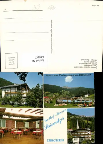 634847,Mehrbild Ak Irschen Drautal Gasthof Pension Striemitzer