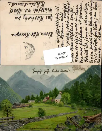 642408,seltene Künstler AK Raggabach b. Flattach Kärnten handgemalt