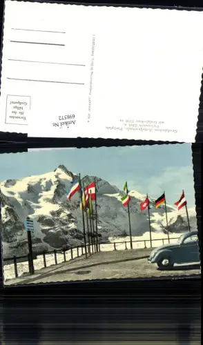 698572 Großglockner Hochalpenstraße VW Käfer Freiwandeck Parkplatz Fahnen