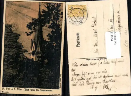 113104,Künstler Steindruck St Veit a.d. Glan Stadtmauer Richard Knaus sign.