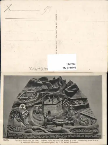 594293,Dom zu Gurk Bemaltes Holzrelief Darstellung Bau Mittelalter