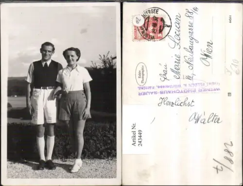 243449,Foto AK Velden am Wörthersee Mann u. Frau Paar pub Wiener Photohaus Sauer