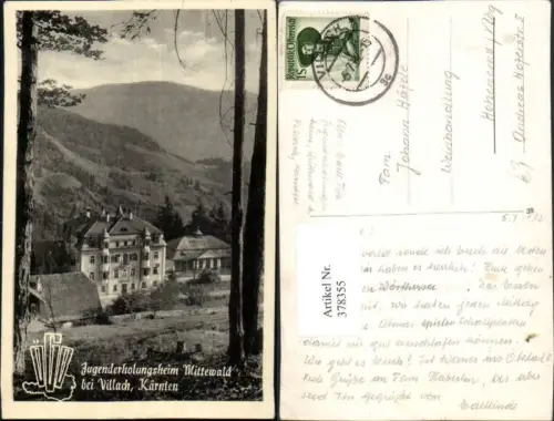 378355,Jugenderholungsheim Mittewald b. Villach