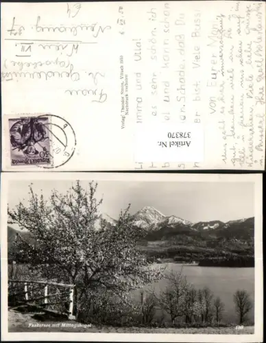 378370,Faakersee See b. Faak m. Mittagskogel Bergkulisse Baumblüte