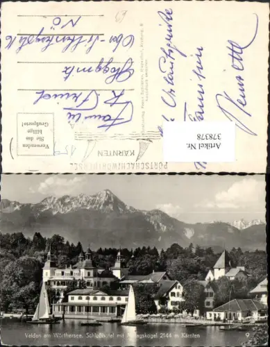 378378,Velden am Wörthersee Schlosshotel m. Mittagskogel Segelboote Bergkulisse