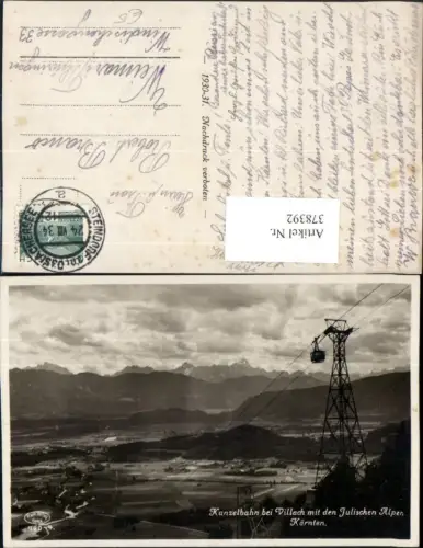 378392,Kanzelbahn Seilbahn b. Villach m. Julischen Alpen Bergkulisse