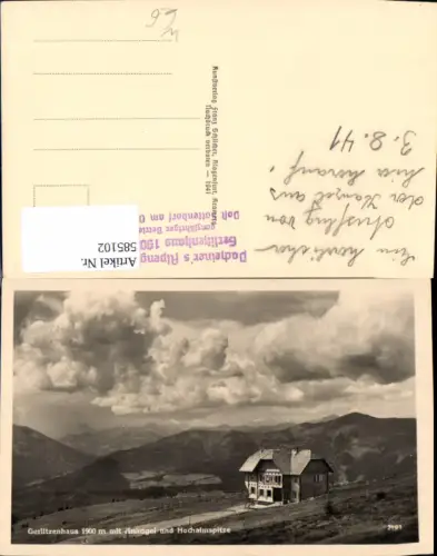 585102,Gerlitzenhaus m. Ankogel u. Hochalmspitze Alpengasthof Sattendorf Treffen am Ossiacher See