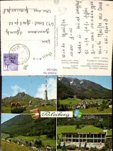 585124,Mehrbild Ak Bad Bleiberg Dobratsch m. Kirche Sendeturm Thermalbad