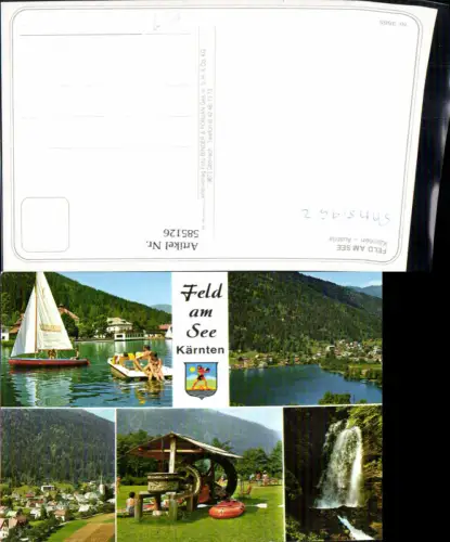 585126,Mehrbild Ak Feld am See Segelboot Boot Wasserfall Mühlstein