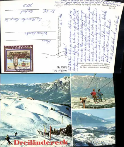 585176,Mehrbild Ak Dreiländereck Sessellift Wintersport Arnoldstein
