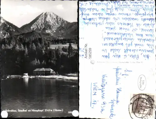 585259,Foto Ak Finkenstein am Faaker See Aichwaldsee Strandbad m. Mittagskogel