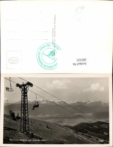 585321,Foto Ak Gerlitzen Berglift m. Julische Alpen Sessellift Annenheim Treffen am Ossiacher See