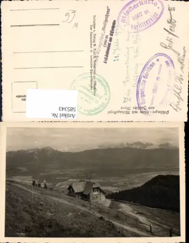 585343,Foto Ak Pöllinger Hütte m. Mittagskogel Treffen am Ossiacher See