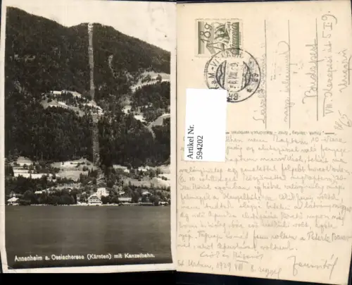 594202,Foto Ak Annenheim Treffen m. Kanzelbahn Seilbahn Ossiacher See Bahnpost Zug 29 Bruck a. d. Mur n. Villach