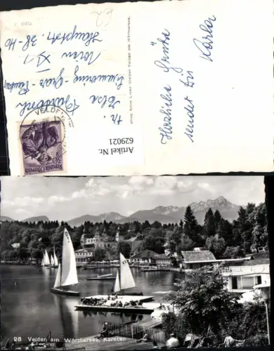629021,Foto Ak Velden am Wörthersee Ansicht Segelboote Boote