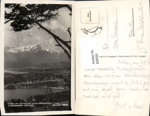 629105,Foto Ak Velden a. Wörthersee geg. Mittagskogel u. Karawanken