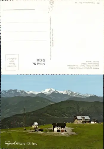 634795,Arriach Stifters Gipfelhaus Gerlitzen geg. d. Hohen Tauern Ankogelgruppe Hochalmspitze