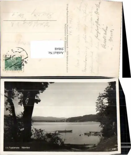 59848,Faak Faakersee Boote Ufer 1929 Schilcher 1361