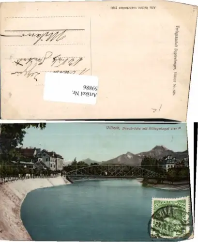 59886,Villach Draubrücke Brücke Tolle COLOR 1909