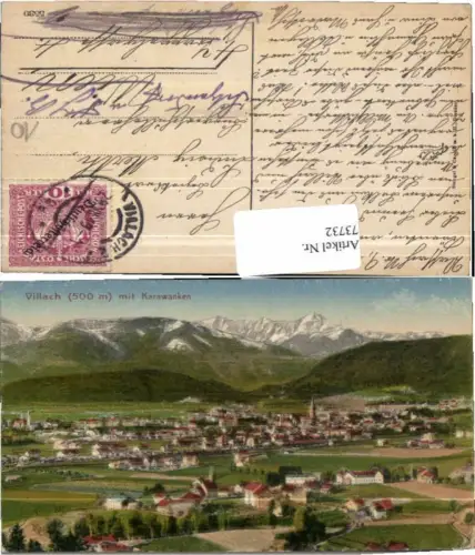 73732,Villach m. Karawanken COLOR 1918