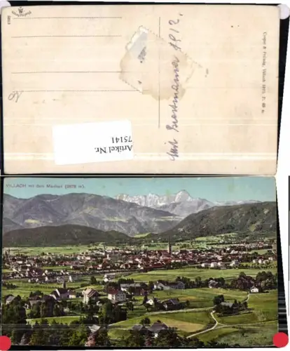 75141,Villach m. d. Manhart COLOR 1912 Schöne AK
