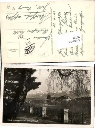 90105,Villach Draubrücke m. Mittagskogel 1941