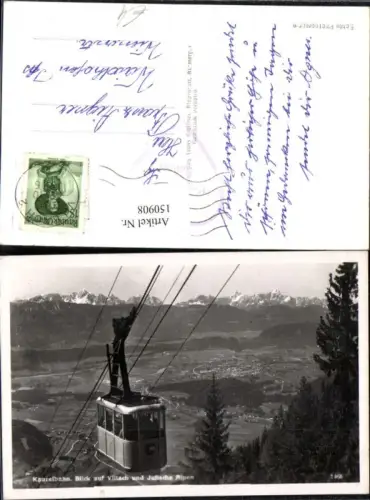 150908,Villach Kanzelbahn Ansicht Julische Alpen Seilbahn Gondel