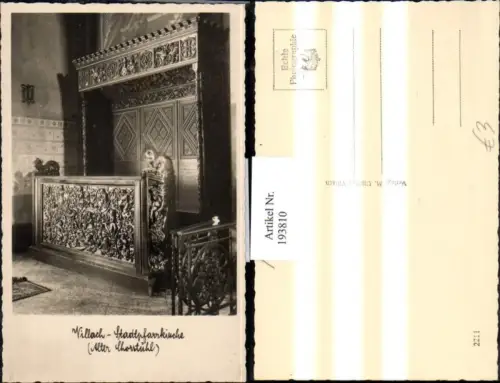 193810,Villach Stadtpfarrkirche Kirche Alter Chorstuhl Innenansicht