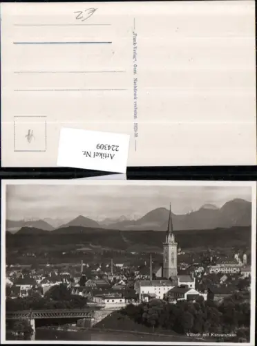 224309,Villach Teilansicht Brücke Kirche m. Karawanken