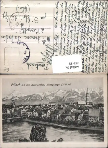 243438,Villach Teilansicht m. d. Karawanken u. Mittagskogel