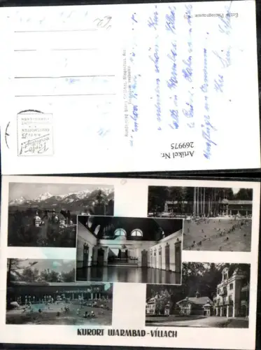 269975,Villach Kurbad Schwimmbad Bergkulisse Mehrbildkarte pub Franz Schilcher 1485