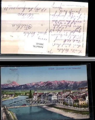 300143,Villach Teilansicht Draubrücke Brücke m. Karawanken Bergkulisse