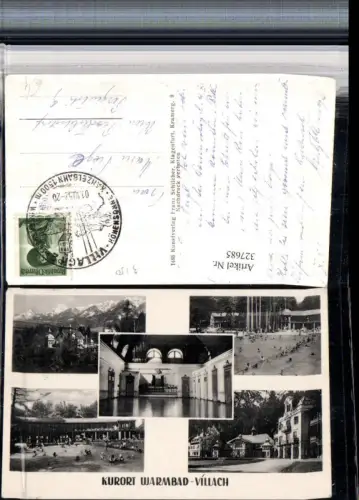 327685,Villach Warmbad Freibad Bergkulisse Mehrbildkarte pub Franz Schilcher