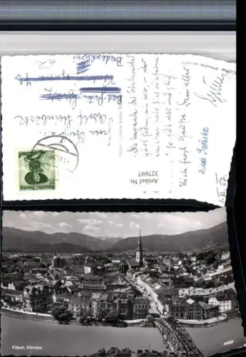 327697,Villach Totale Brücke Kirche Bergkulisse