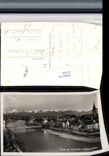 327701,Villach Teilansicht m. Draubrücke Brücke u. Karawanken Bergkulisse