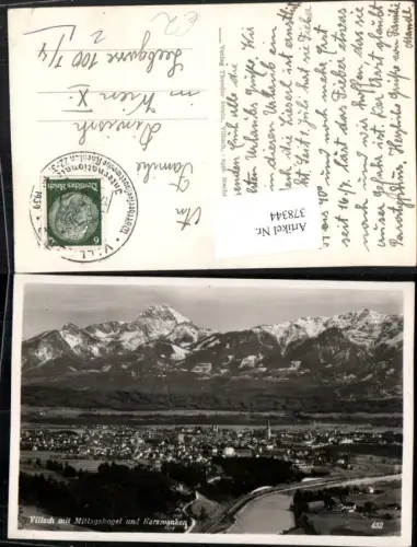 378344,Villach Totale m. Mittagskogel u. Karawanken Bergkulisse