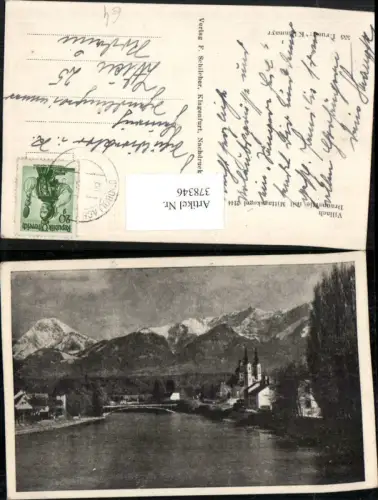378346,Villach Draupartie Fluss m. Mittagskogel Bergkulisse