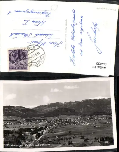 654755,Foto Ak Warmbad geg. Villach u. Gerlitzen Warmbad-Judendorf