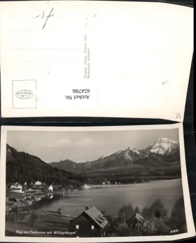 654786,Foto Ak Villach Egg a. Faakersee mit Mittagskogel