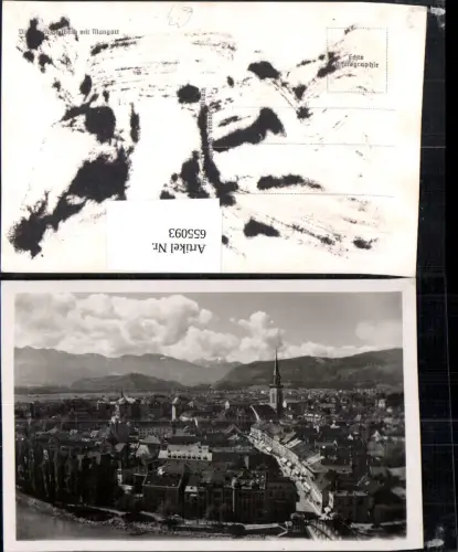 655093,Foto Ak Villach Gesamtblick mit Mangart