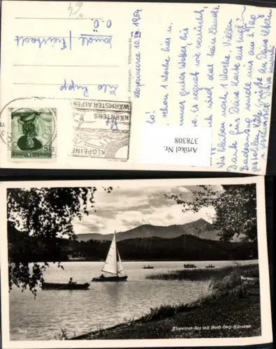378308,Klopeinersee See b. St. Kanzian m. Hochobir Segelboot Ruderboot Bergkulisse