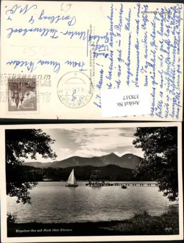 378317,Klopeinersee See b. St. Kanzian m. Hochobir Bergkulisse Segelboot