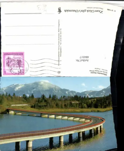 484317,Völkermarkt Stausee Brücke m. Petzen Bergkulisse