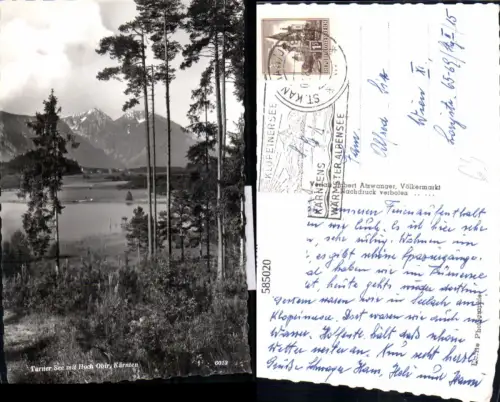 585020,Foto Ak Turner See Turnersee m. Hoch Obir Sankt Kanzian am Klopeiner See